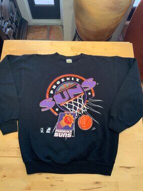 Vintage Phoenix Suns NBA Crewneck Sweatshirt Black Graphic Pullover XL USA